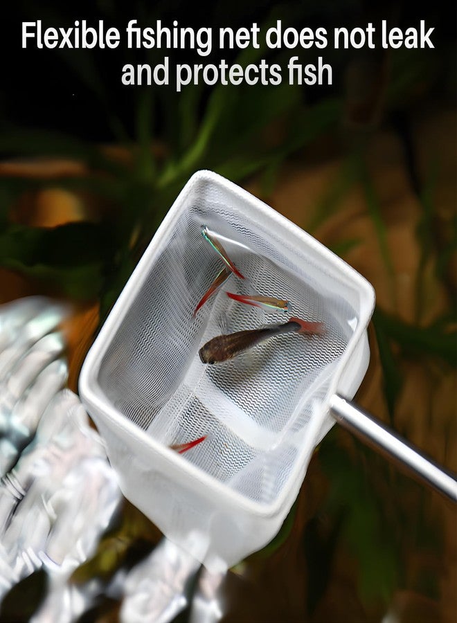 LUODAKA 4 Pcs Square Shrimp Net, Stainless Steel Fish Tank Nets, Fish Net for Fishes Tank, Extendable Handle Small Fishes Nets for AquariumTank Pond - Image 5